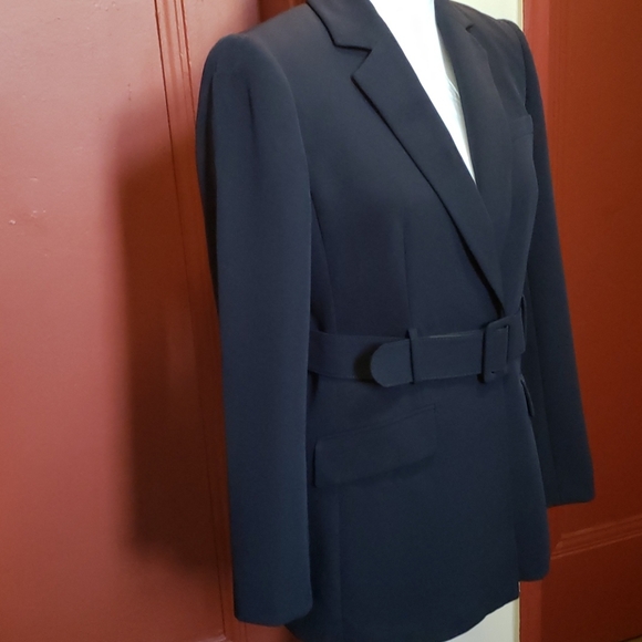 Calvin Klien Women' Navy Belted Jacket SZ 4 - Picture 8 of 16
